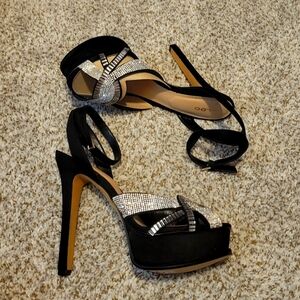 NEW !! Black and Rhinestone heels